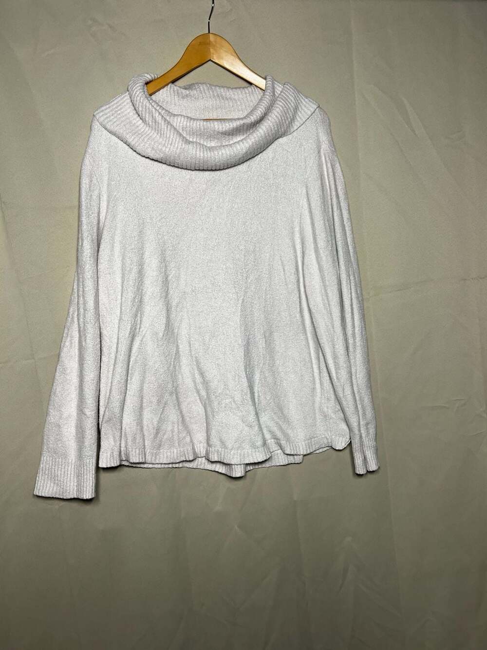 Rachel Zoe 1X White Cowl Neck Chenille Sweater Tunic Oversized Cozy